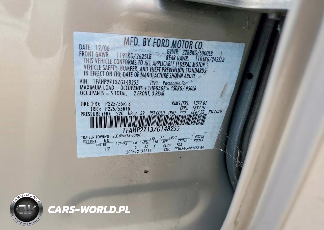 2007 Ford Five Hundred Sel VIN:1FAHP27137G148255 - 12
