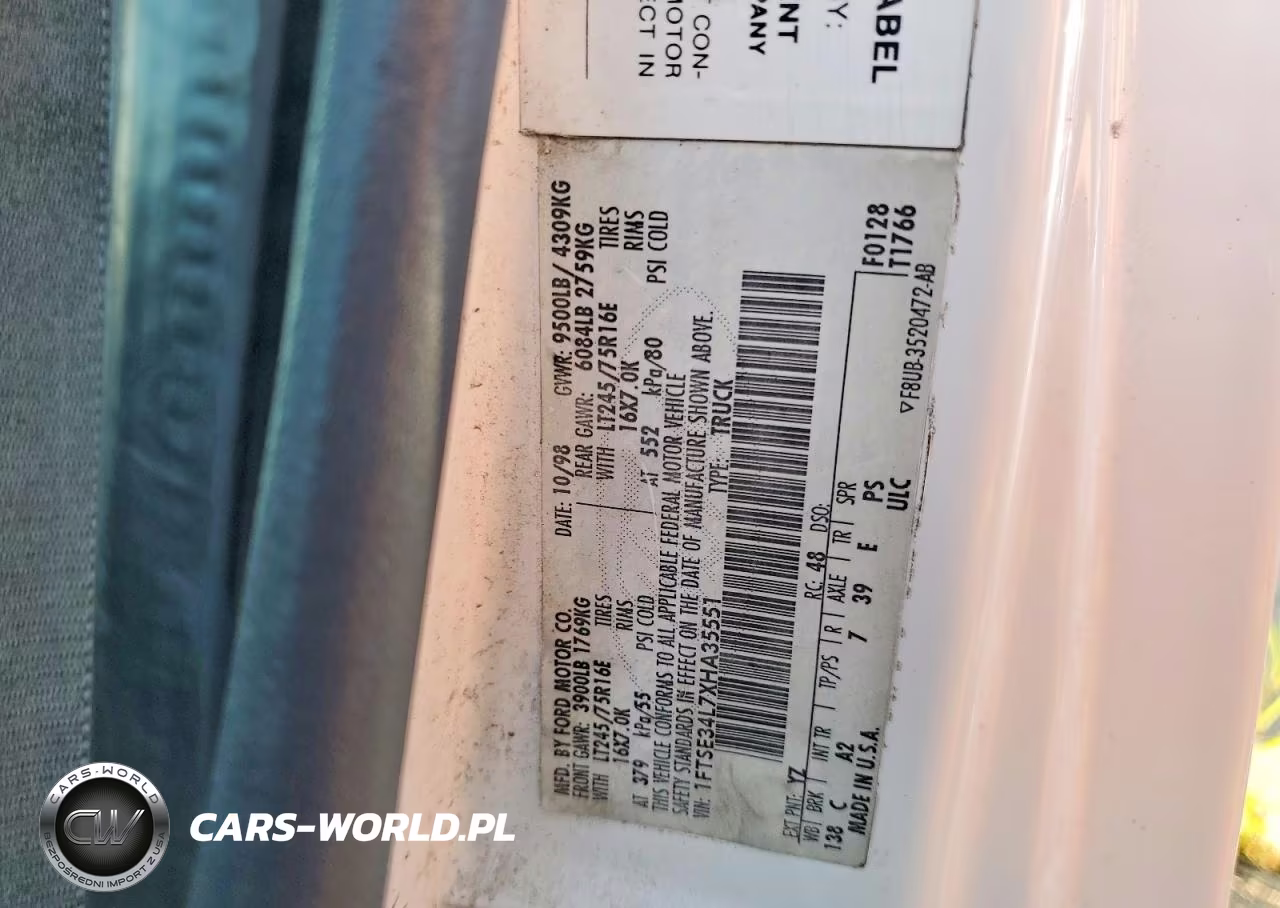 1999 Ford Econoline E350 Super Duty Van VIN:1FTSE34L7XHA35551 - 13