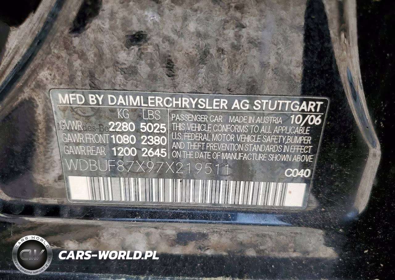 2007 Mercedes-Benz E350 VIN:WDBUF87X97X219511 - 12