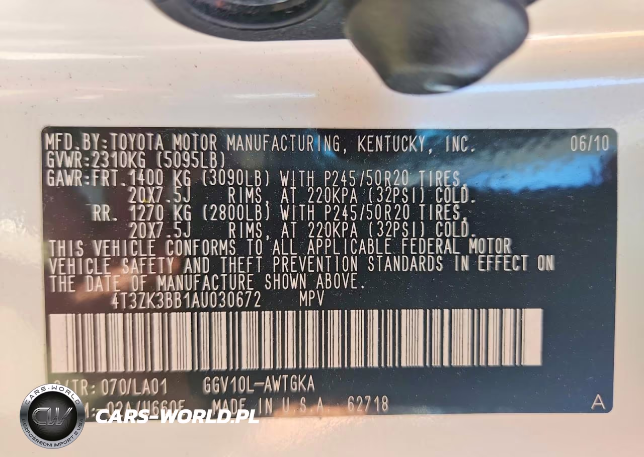 2010 Toyota Venza Fwd V6 VIN:4T3ZK3BB1AU030672 - 12