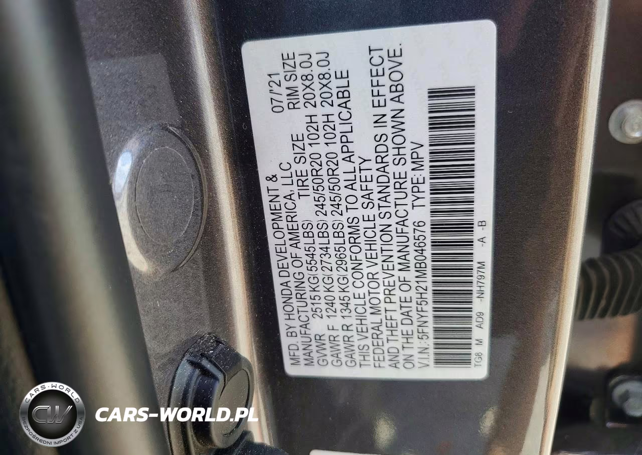 2021 Honda Pilot Se VIN:5FNYF5H21MB046576 - 13