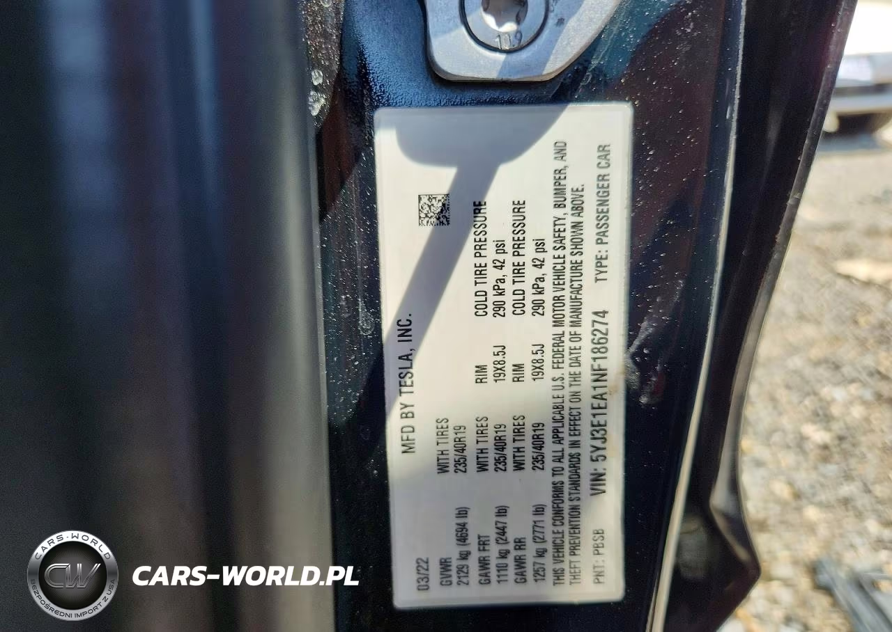2022 Tesla Model 3 VIN:5YJ3E1EA1NF186274 - 12