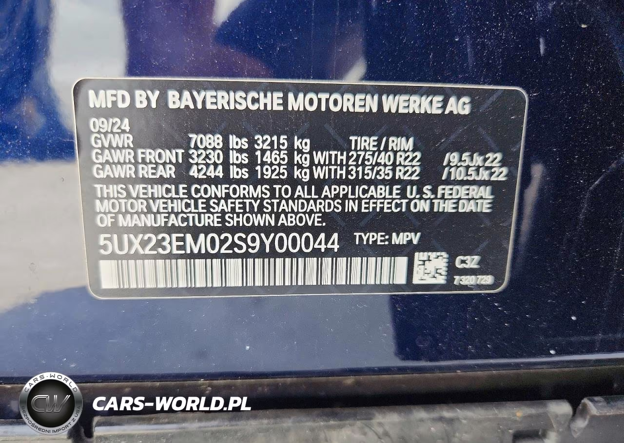 2025 BMW X7 xDrive40I VIN:5UX23EM02S9Y00044 - 14