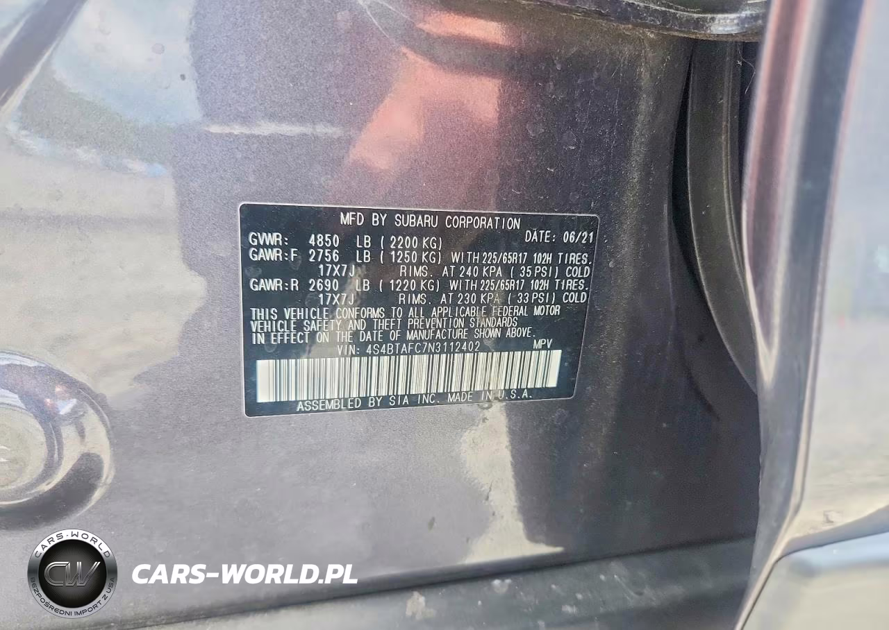 2022 Subaru Outback Premium VIN:4S4BTAFC7N3112402 - 12
