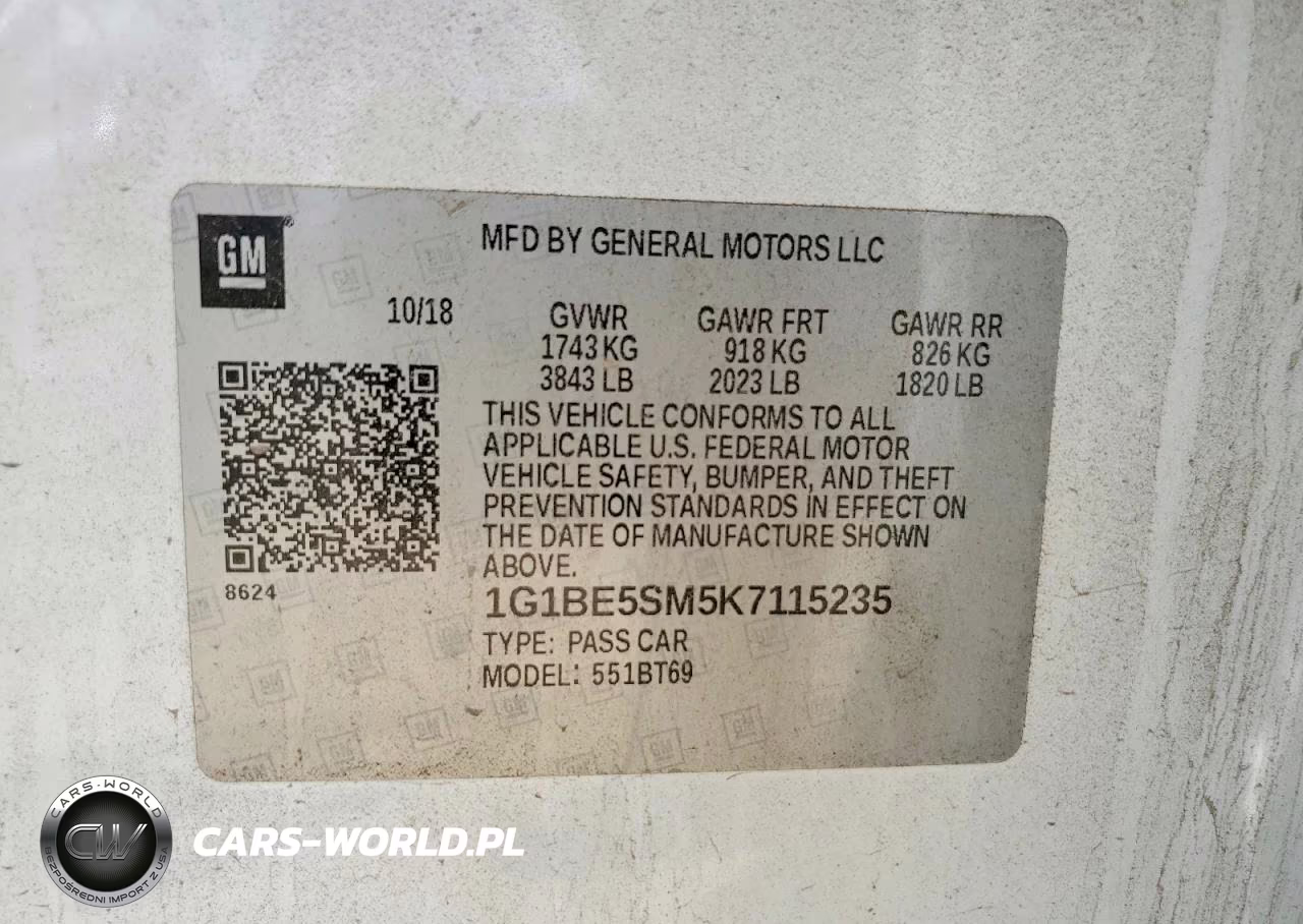 2019 Chevrolet Cruze Lt VIN:1G1BE5SM5K7115235 - 13