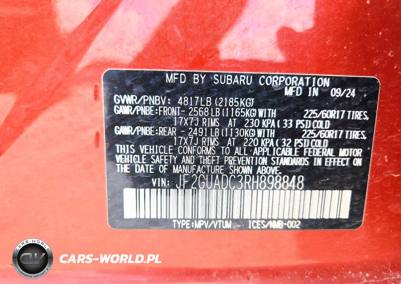 2024 Subaru Crosstrek Premium VIN:JF2GUADC3RH898848 - 12