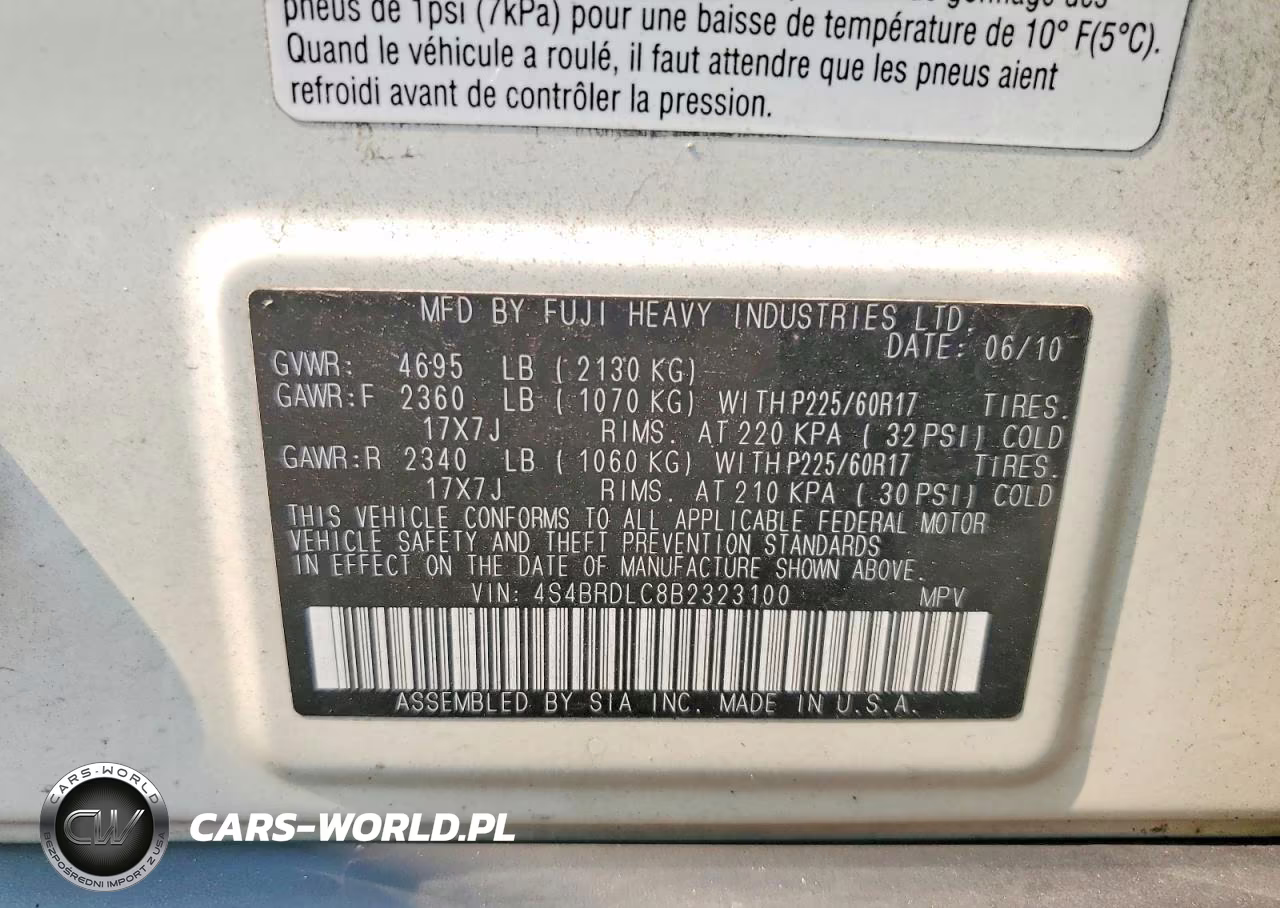 2011 Subaru Outback 3.6R Limited VIN:4S4BRDLC8B2323100 - 12