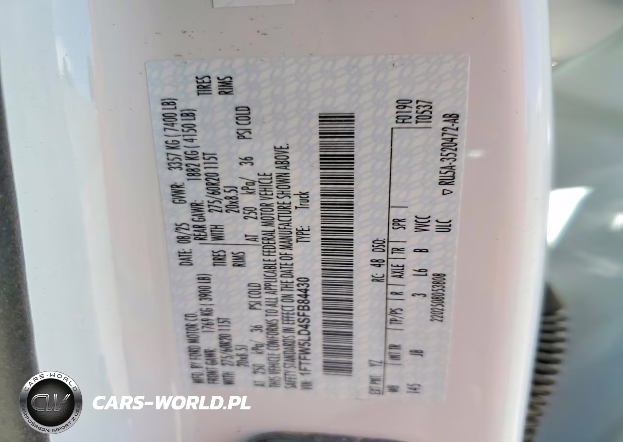 2025 Ford F150 Lariat VIN:1FTFW5LD4SFB84430 - 12