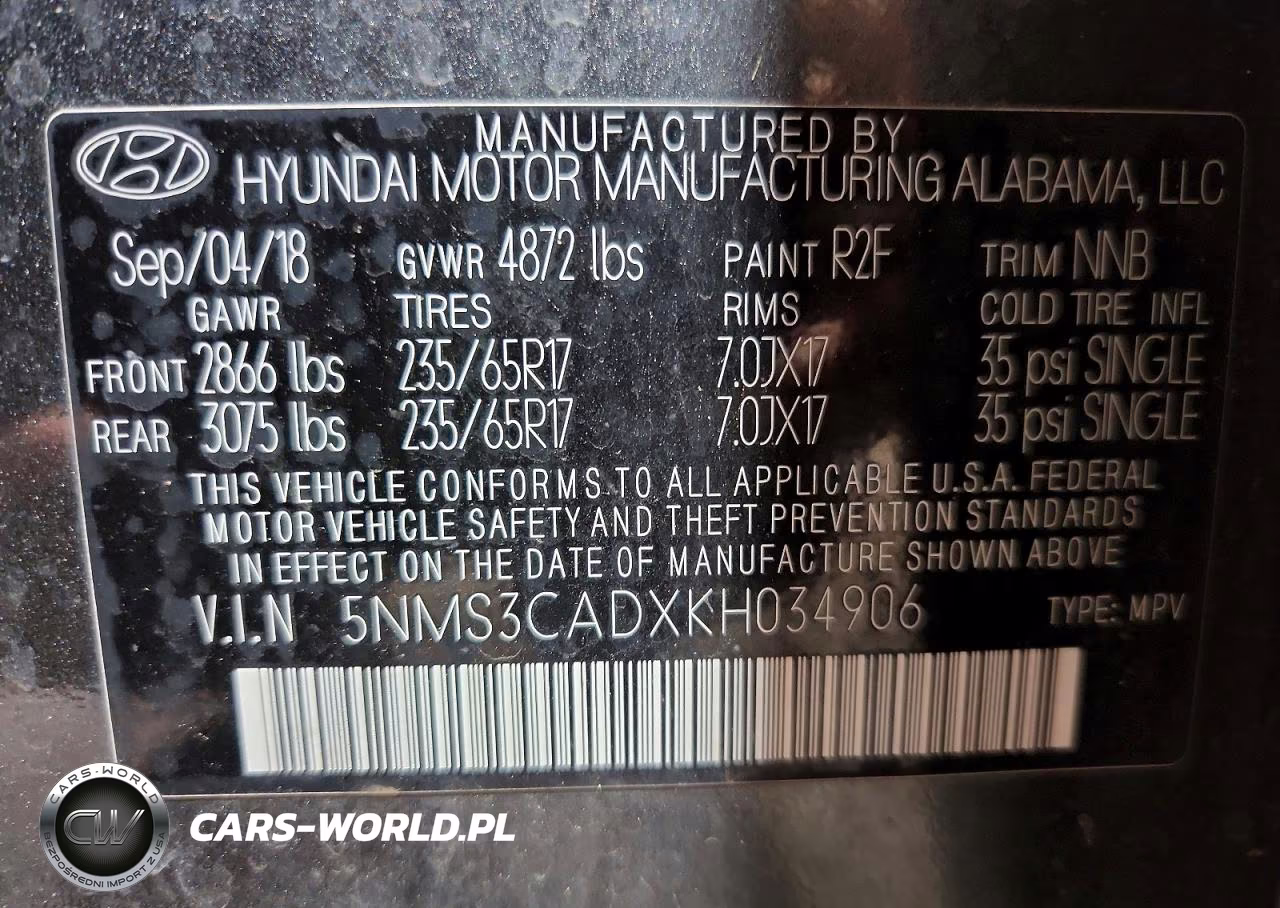 2019 Hyundai Santa Fe Sel 2.4L VIN:5NMS3CADXKH034906 - 12