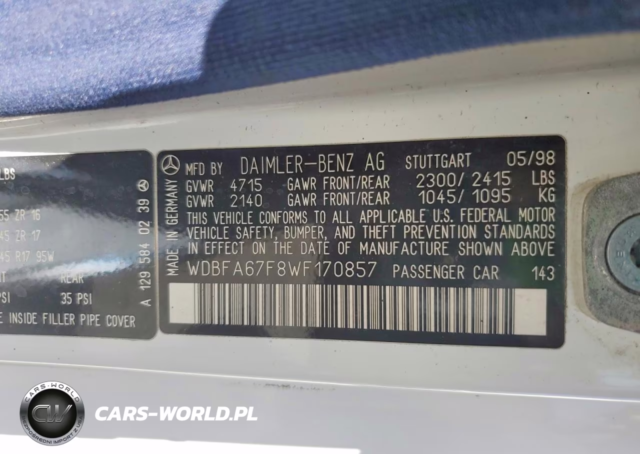 1998 Mercedes-Benz Sl 500 VIN:WDBFA67F8WF170857 - 12