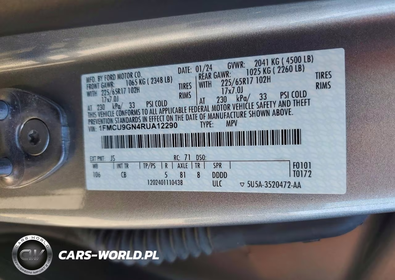 2024 Ford Escape Active VIN:1FMCU9GN4RUA12290 - 12