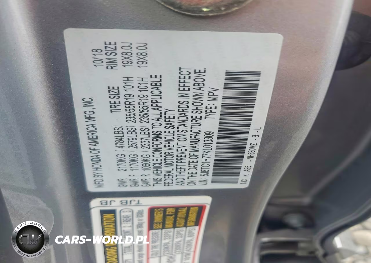 2019 Acura Rdx Advance VIN:5J8TC1H77KL013309 - 12