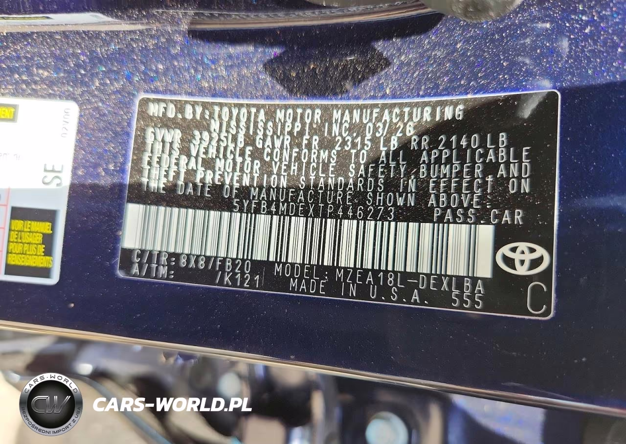 2026 Toyota Corolla Le VIN:5YFB4MDEXTP446273 - 12