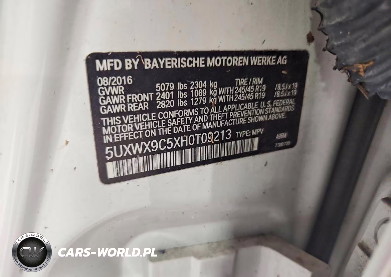 2017 BMW X3 xDrive28I VIN:5UXWX9C5XH0T09213 - 13