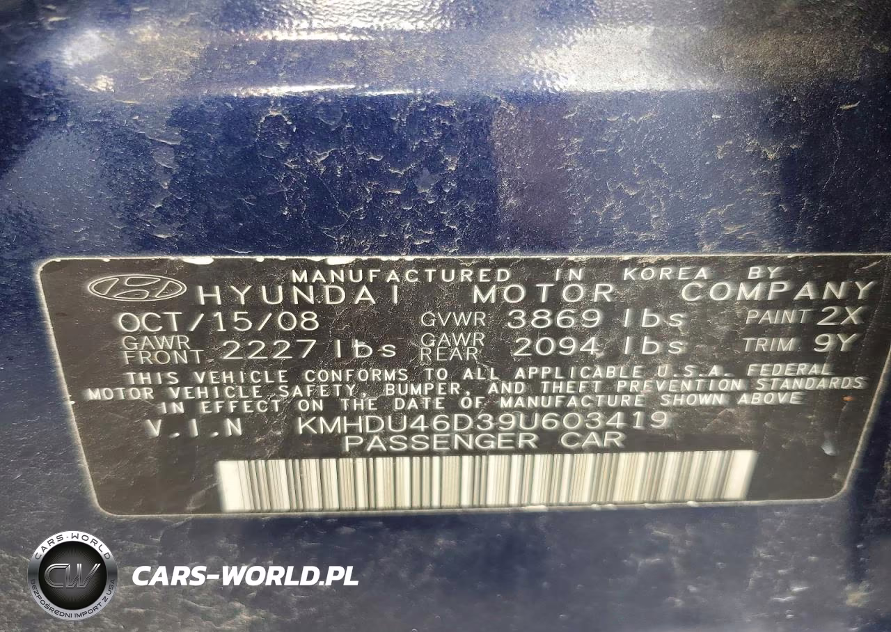 2009 Hyundai Elantra Gls VIN:KMHDU46D39U603419 - 13