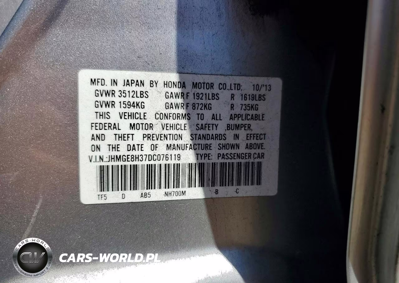 2013 Honda Fit VIN:JHMGE8H37DC076119 - 12