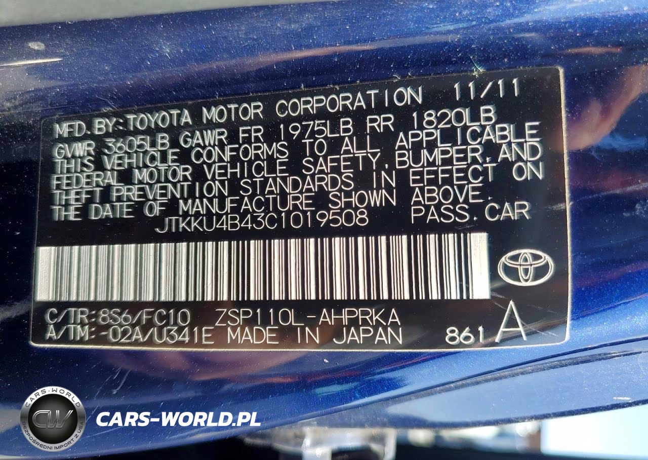 2012 Scion Xd Base VIN:JTKKU4B43C1019508 - 13