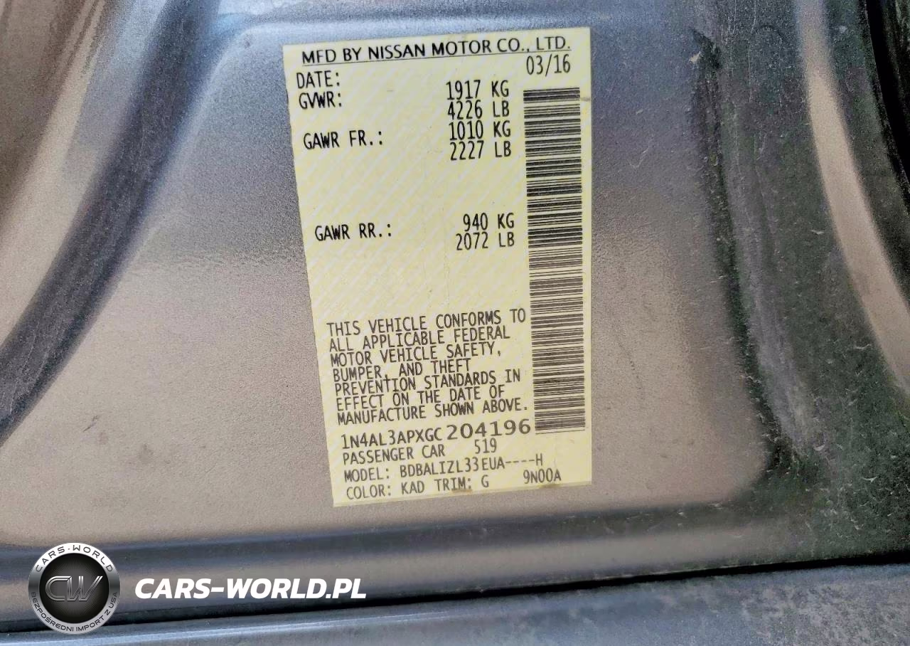 2016 Nissan Altima 2.5 Sv VIN:1N4AL3APXGC204196 - 12