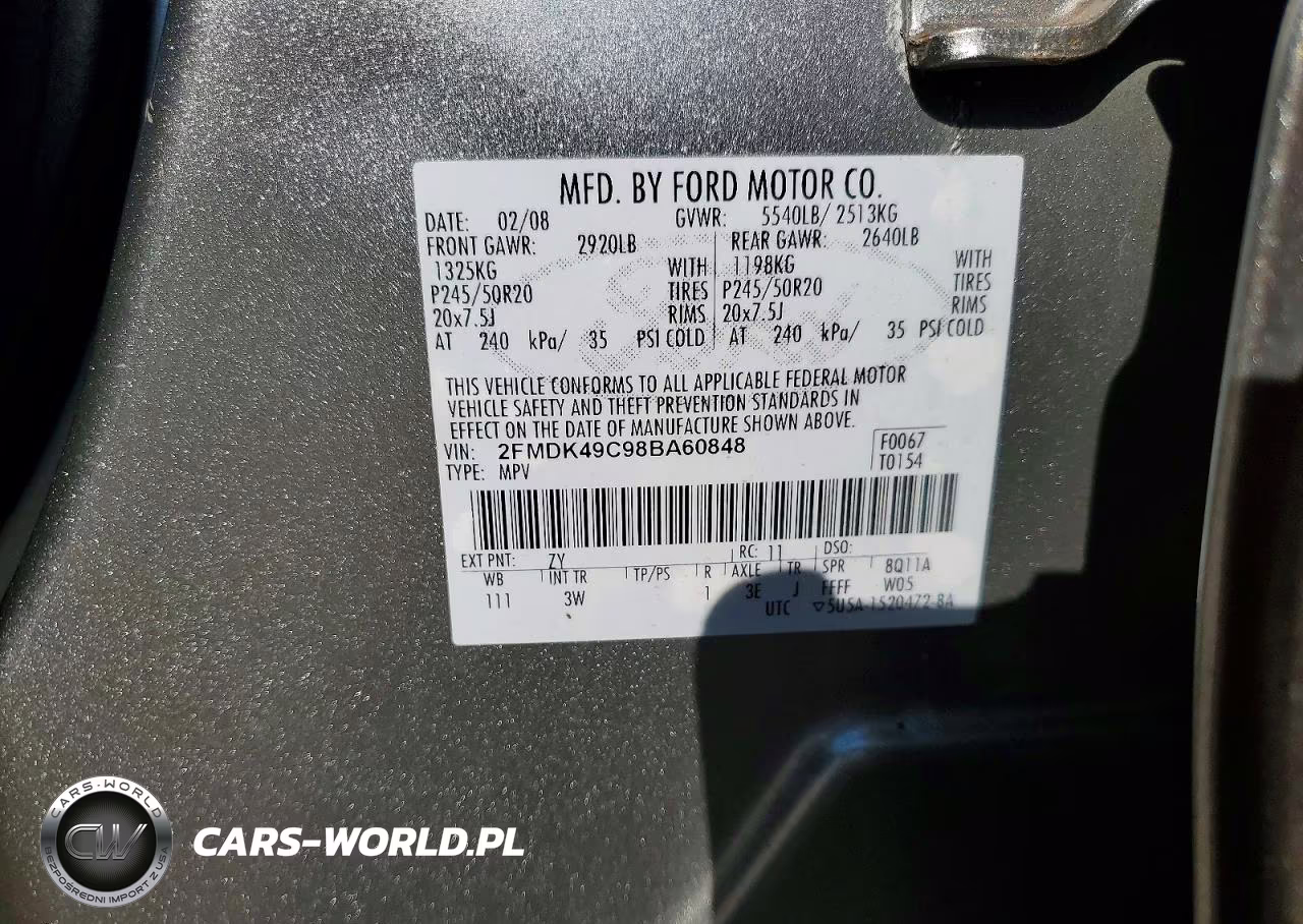 2008 Ford Edge Limited VIN:2FMDK49C98BA60848 - 13