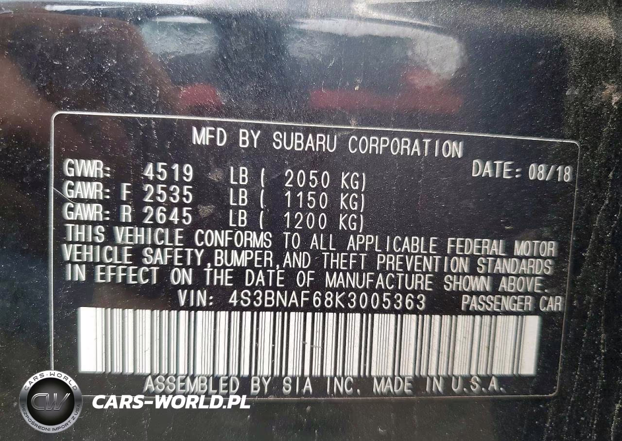 2019 Subaru Legacy 2.5I Premium VIN:4S3BNAF68K3005363 - 12