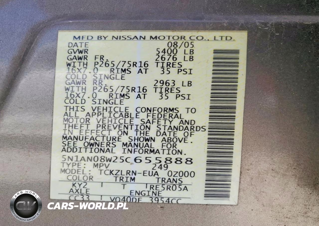 2005 Nissan Xterra Off Road VIN:5N1AN08W25C655888 - 12