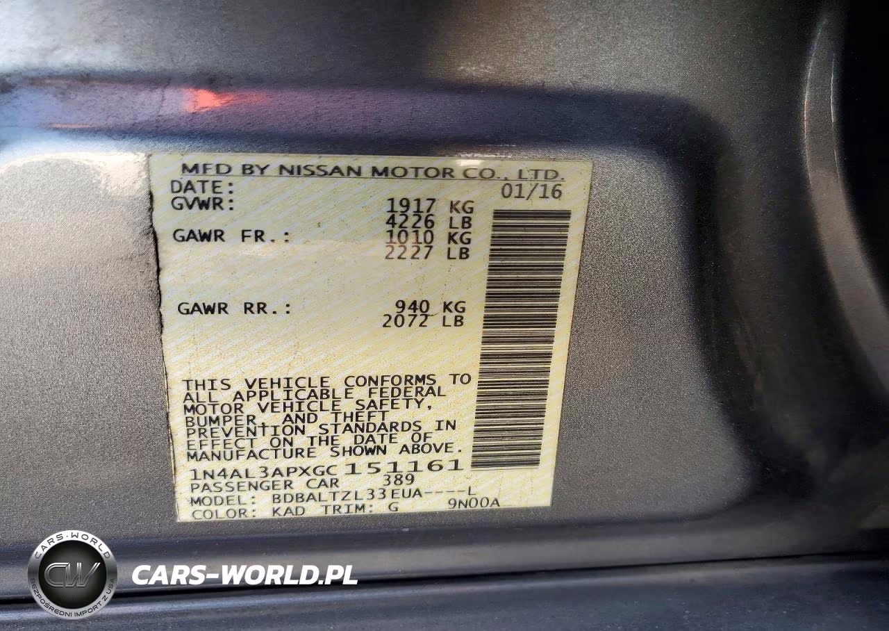 2016 Nissan Altima 2.5 Sl VIN:1N4AL3APXGC151161 - 12