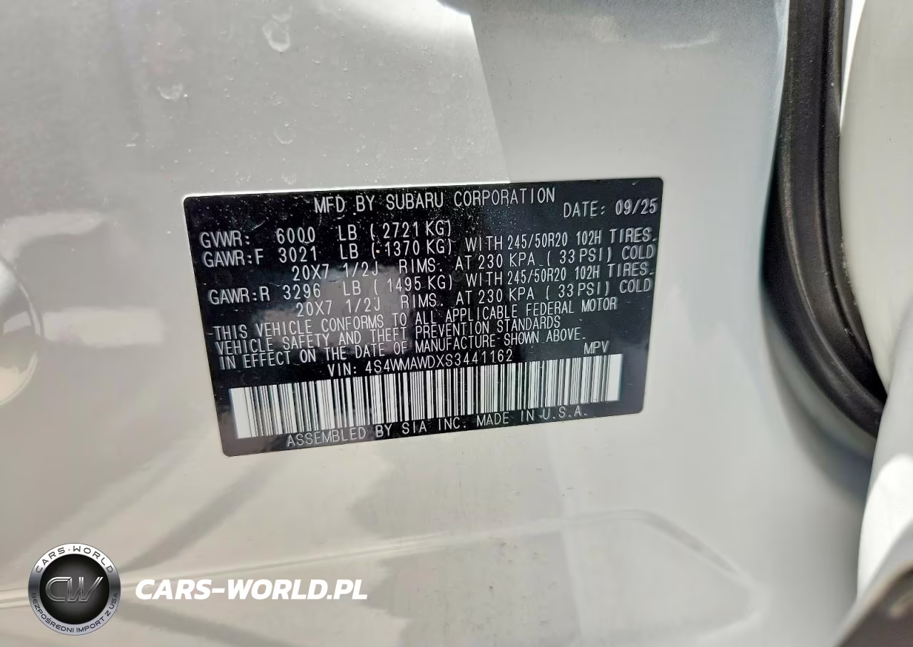 2025 Subaru Ascent Onyx Touring VIN:4S4WMAWDXS3441162 - 13