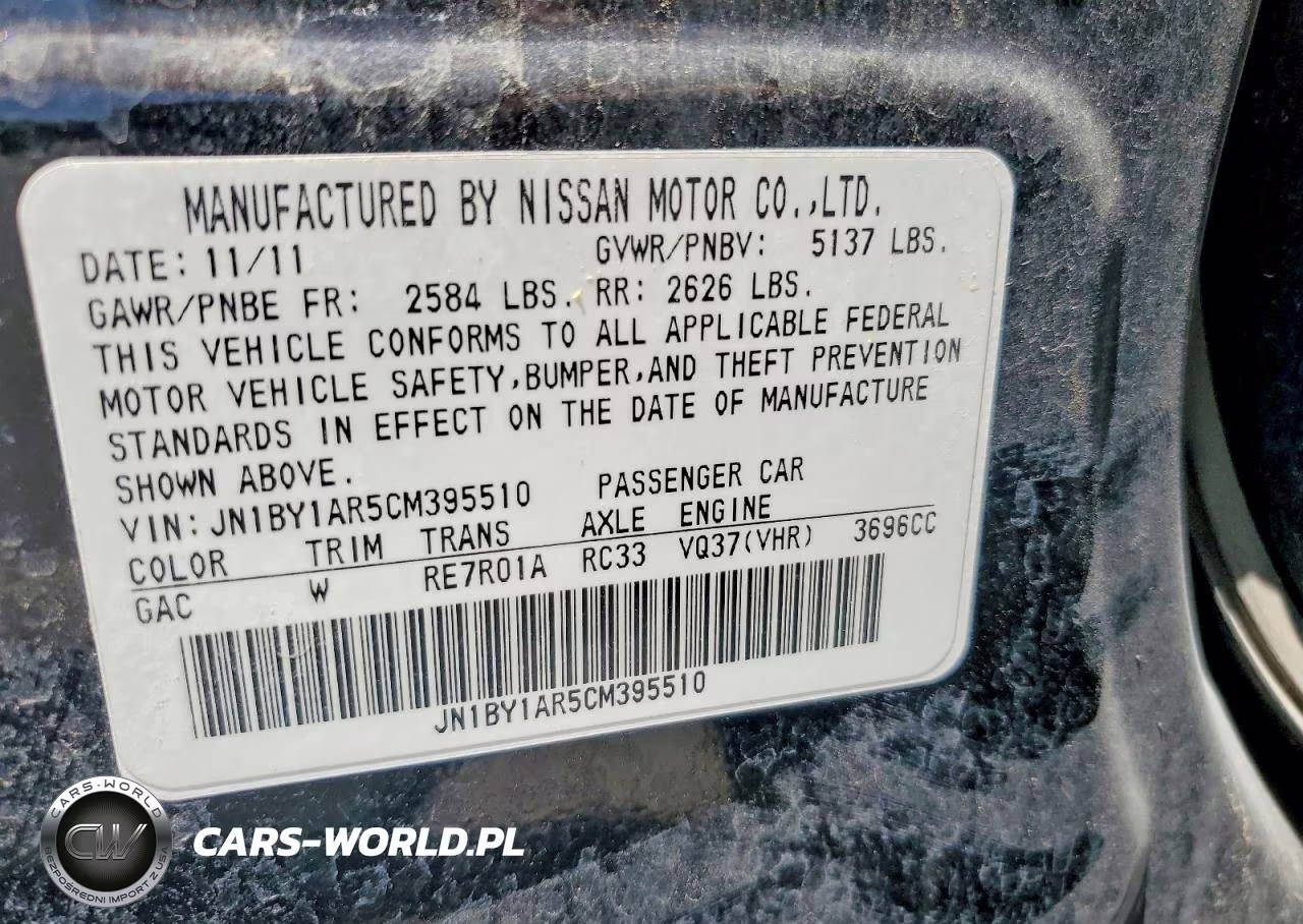 2012 Infiniti M37 X VIN:JN1BY1AR5CM395510 - 12