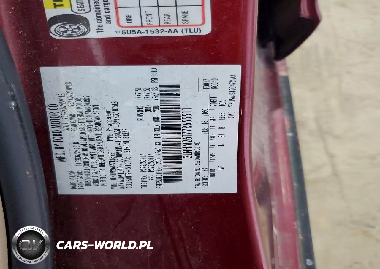 2007 Lincoln Mkz VIN:3LNHM26T77R655511 - 12