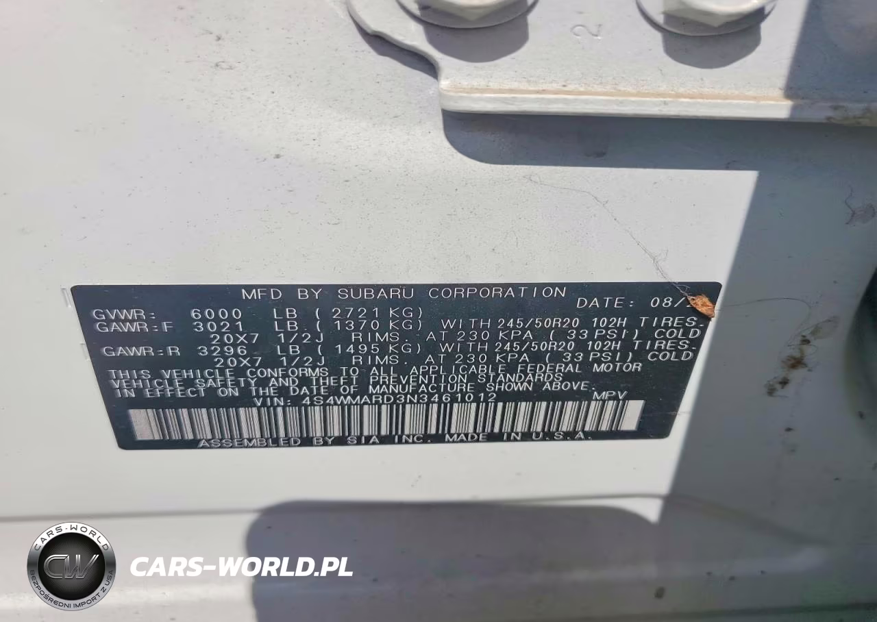 2022 Subaru Ascent Touring VIN:4S4WMARD3N3461012 - 12