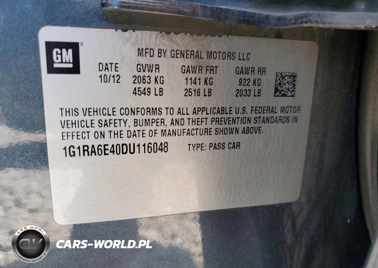 2013 Chevrolet Volt VIN:1G1RA6E40DU116048 - 12