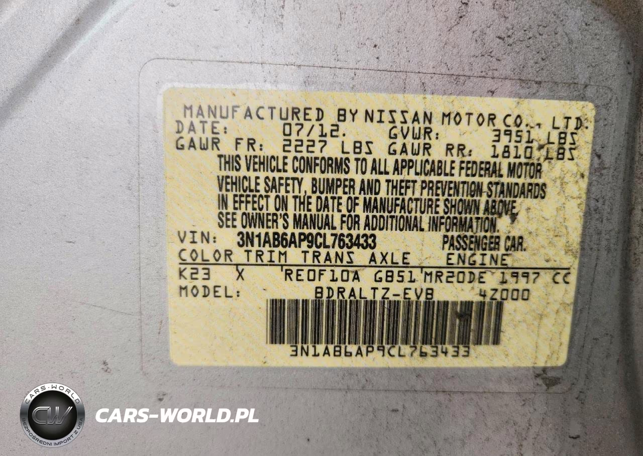 2012 Nissan Sentra 2.0 VIN:3N1AB6AP9CL763433 - 12