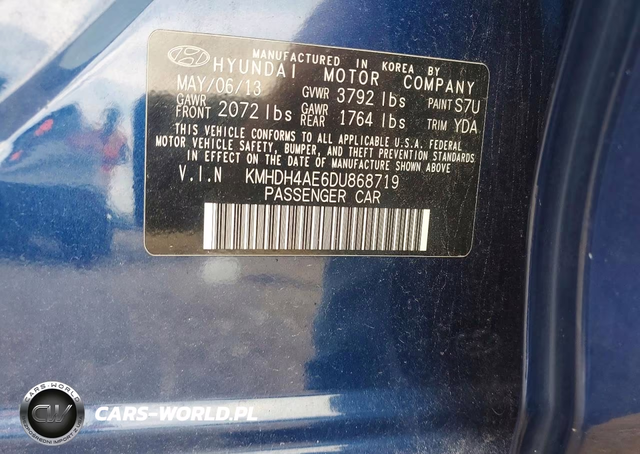 2013 Hyundai Elantra Gls VIN:KMHDH4AE6DU868719 - 12