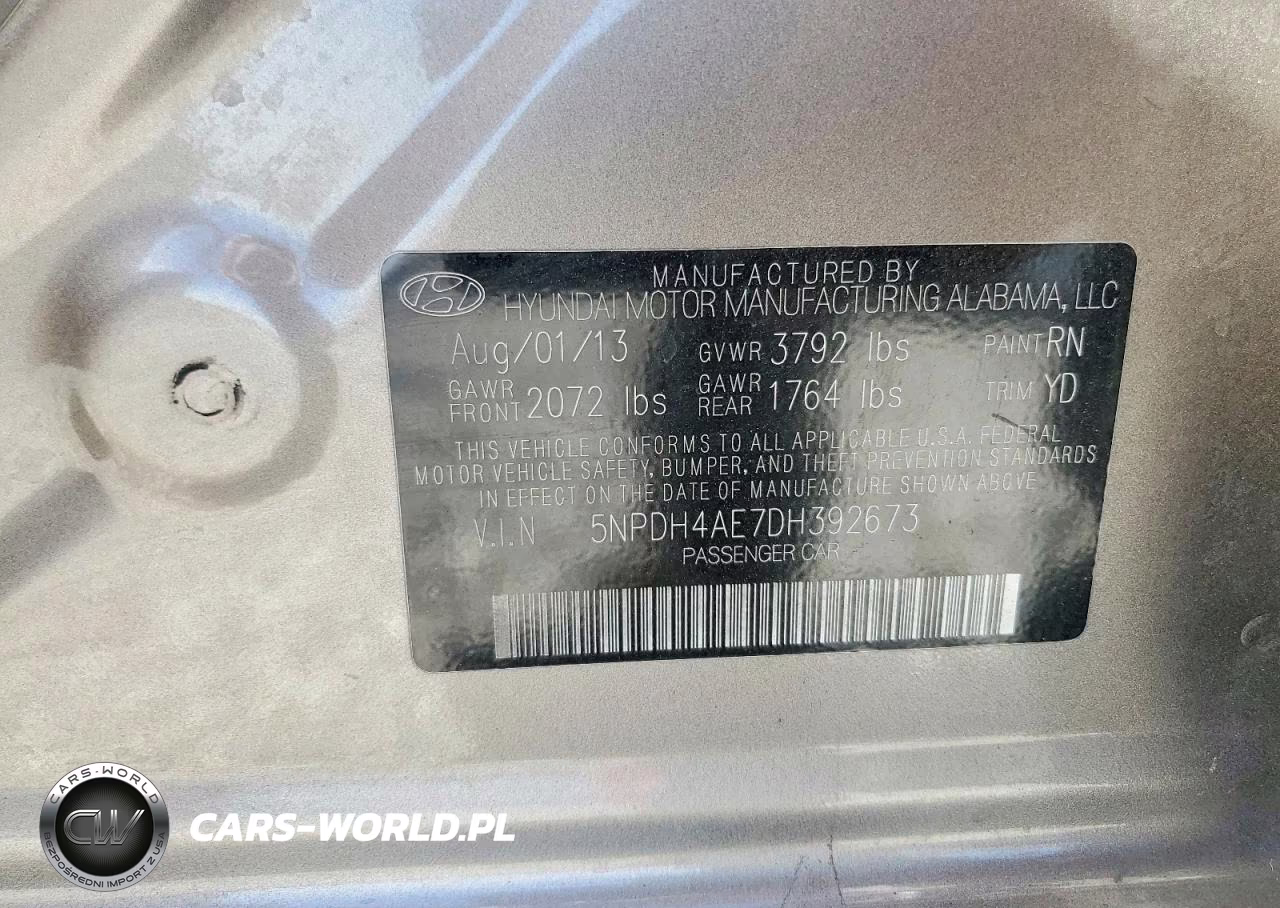 2013 Hyundai Elantra Gls VIN:5NPDH4AE7DH392673 - 12