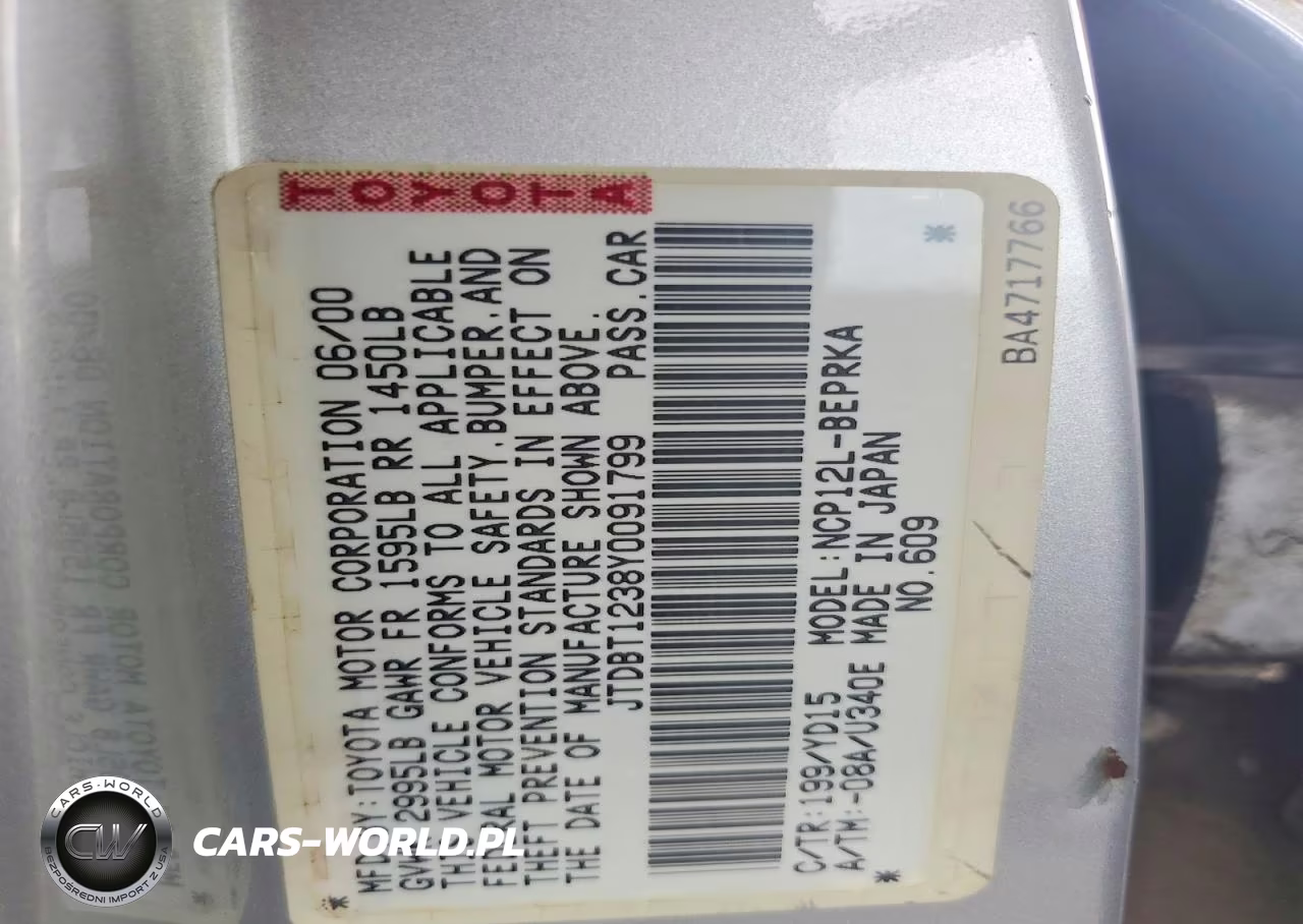 2000 Toyota Echo Base VIN:JTDBT1238Y0091799 - 12