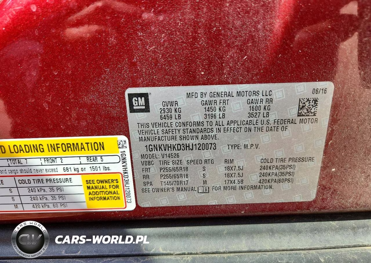2017 Chevrolet Traverse Lt VIN:1GNKVHKD3HJ120073 - 13