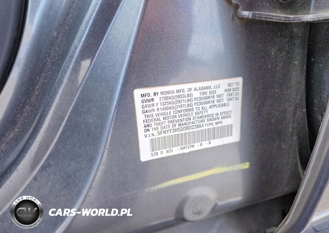 2013 Honda Pilot Exl VIN:5FNYF3H53DB023864 - 13