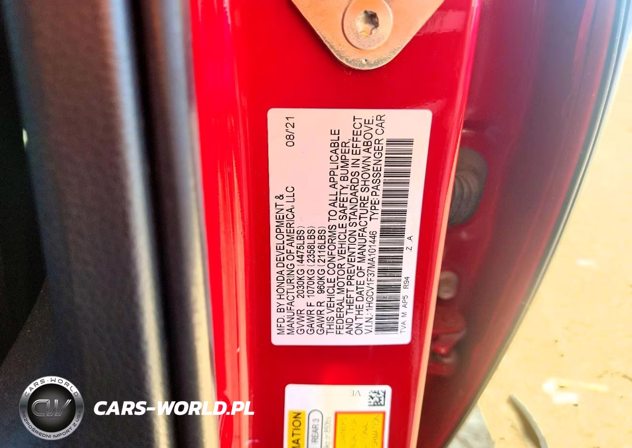 2021 Honda Accord Sport VIN:1HGCV1F37MA101446 - 13