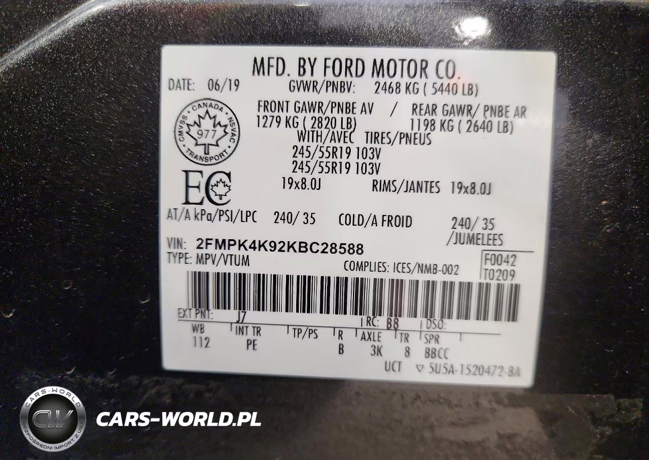 2019 Ford Edge Titanium VIN:2FMPK4K92KBC28588 - 12