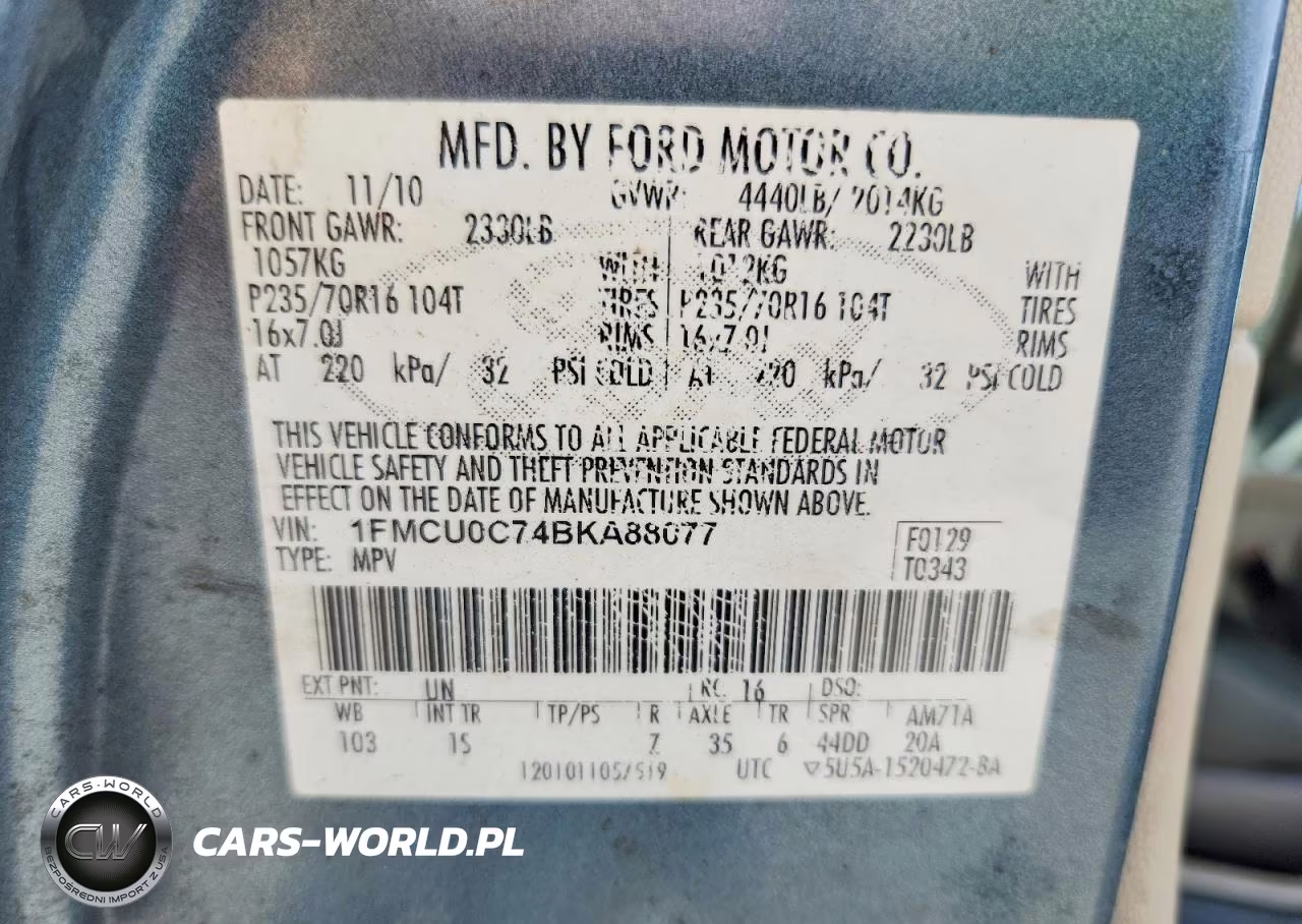 2011 Ford Escape Xls VIN:1FMCU0C74BKA88077 - 13