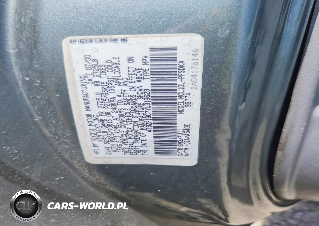 2000 Toyota Sienna Ce VIN:4T3ZF19C7YU319623 - 14