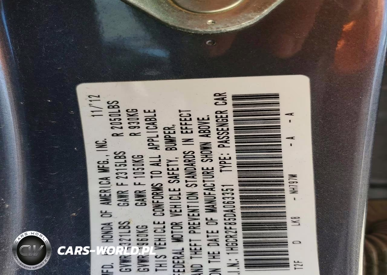 2013 Honda Accord Exl VIN:1HGCR2F85DA063351 - 12