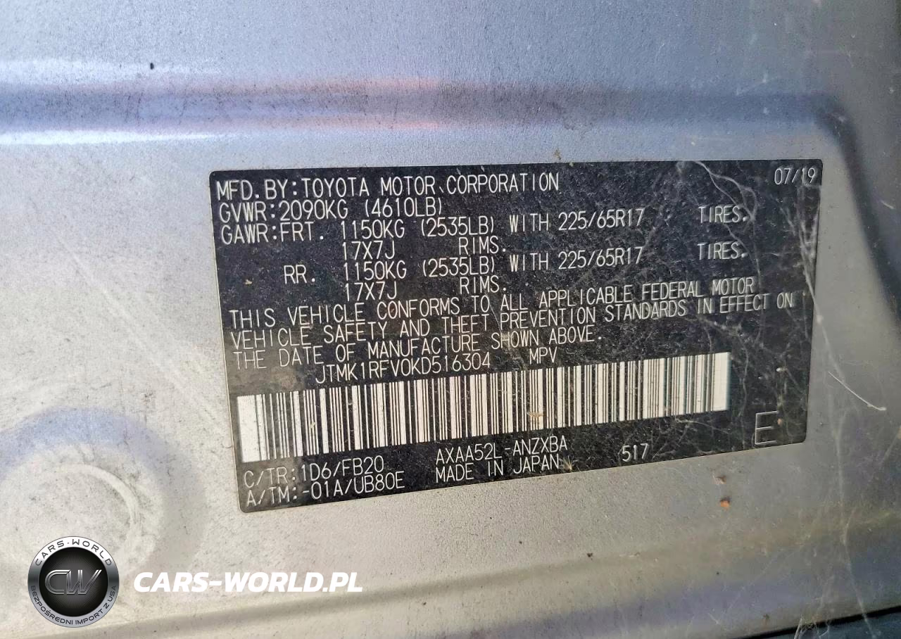 2019 Toyota Rav4 VIN:JTMK1RFV0KD516304 - 14