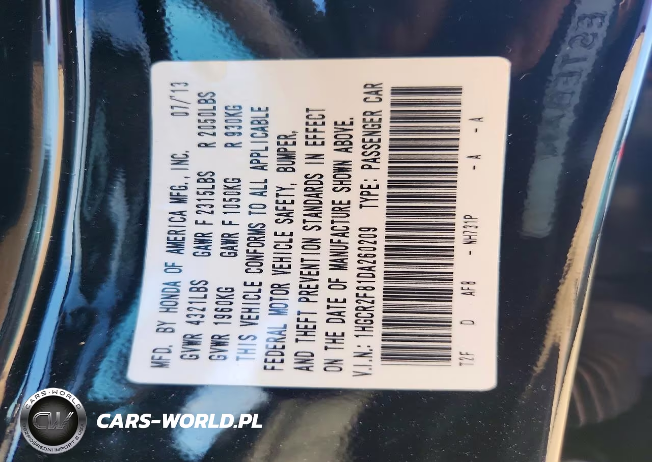 2013 Honda Accord Exl VIN:1HGCR2F81DA260209 - 13