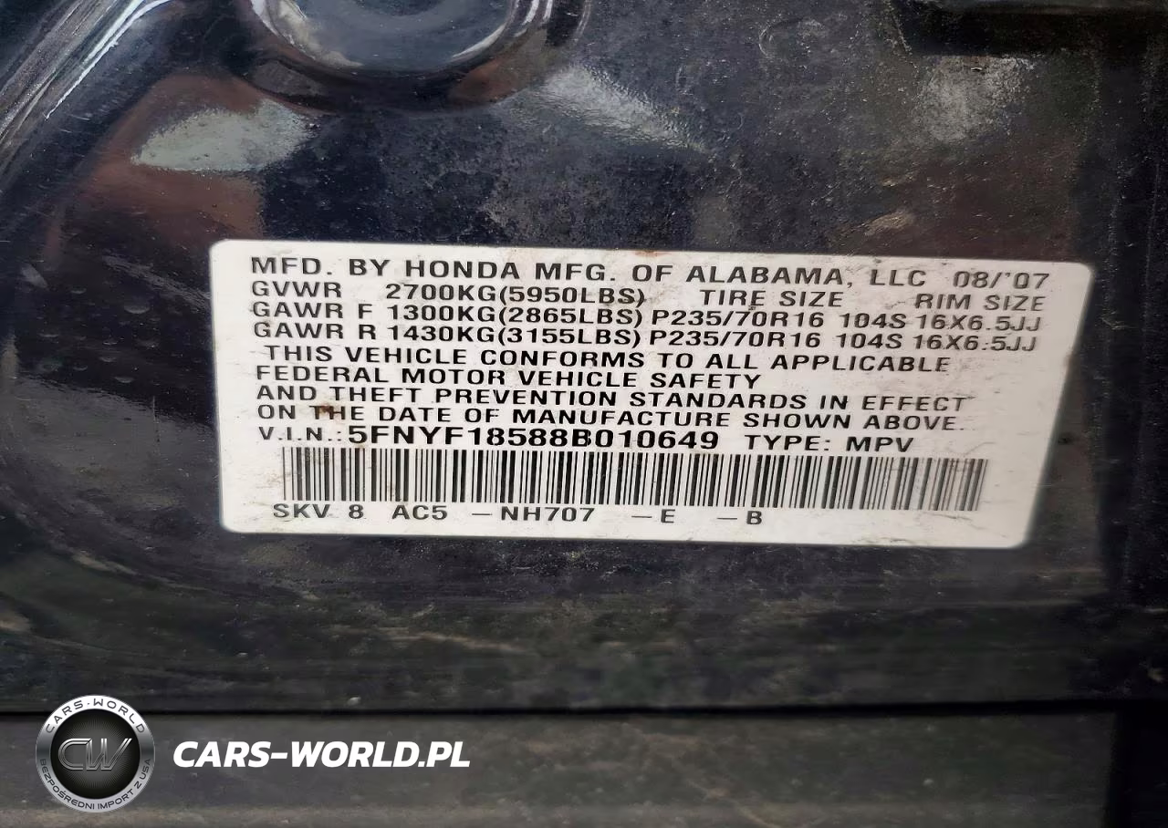 2008 Honda Pilot Exl VIN:5FNYF18588B010649 - 13