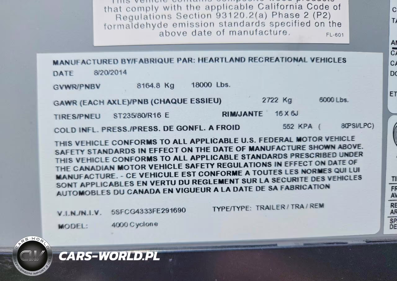 2015 Heartland Cyclone Camper VIN:5SFCG4333FE291690 - 10