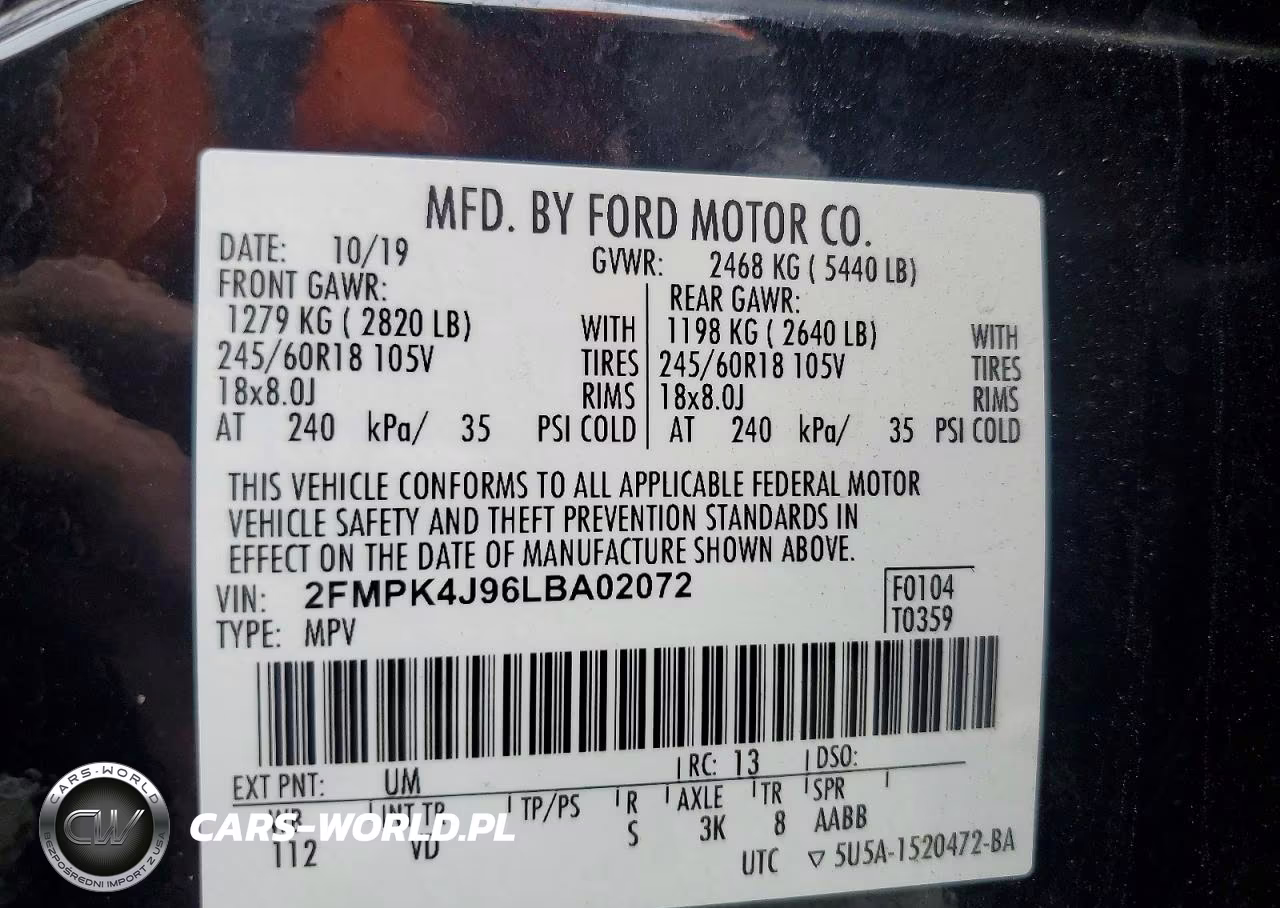 2020 Ford Edge Sel VIN:2FMPK4J96LBA02072 - 13