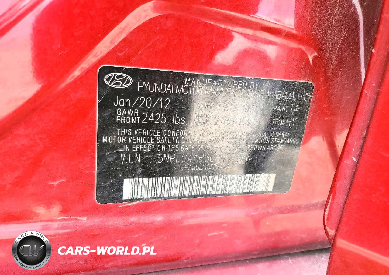 2012 Hyundai Sonata Se 2.0T VIN:5NPEC4AB3CH457946 - 12