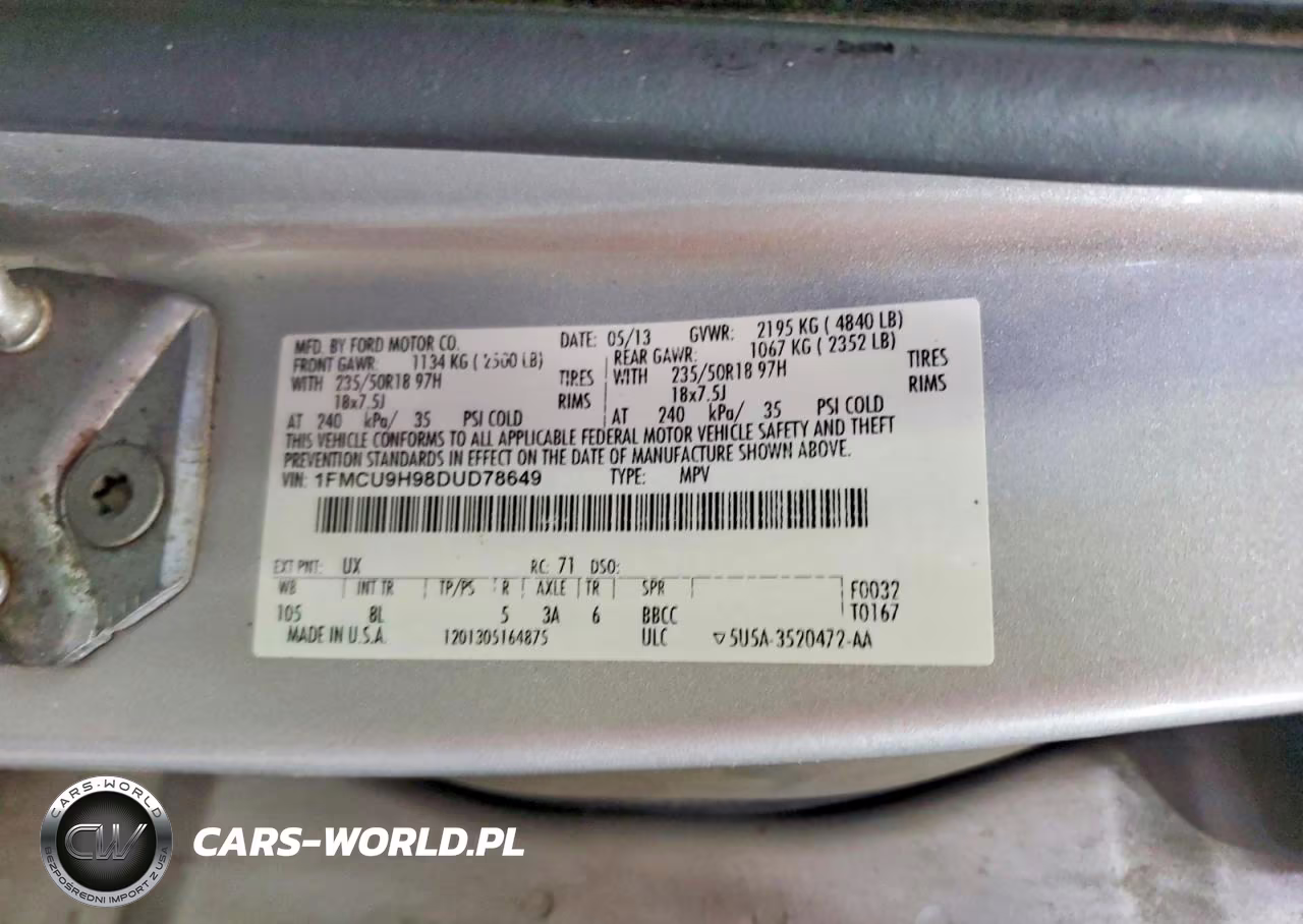 2013 Ford Escape Sel VIN:1FMCU9H98DUD78649 - 13
