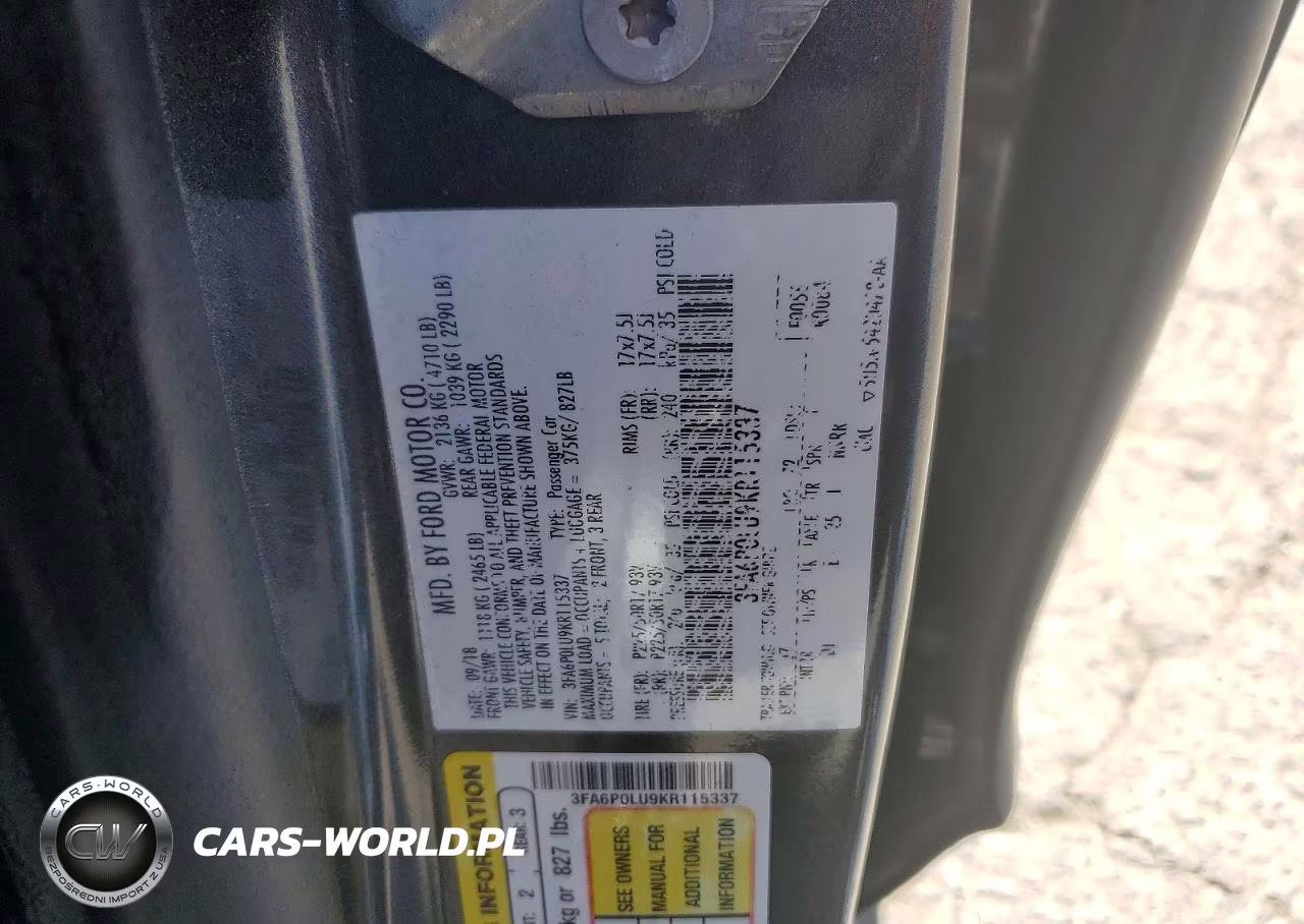 2019 Ford Fusion Se VIN:3FA6P0LU9KR115337 - 12
